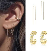 1 Pair Simple Style Solid Color Plating Inlay Copper Zircon Gold Plated Drop Earrings Ear Studs main image 1