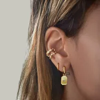 1 Pair Simple Style Solid Color Plating Inlay Copper Zircon Gold Plated Drop Earrings Ear Studs main image 7
