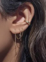 1 Pair Simple Style Solid Color Plating Inlay Copper Zircon Gold Plated Drop Earrings Ear Studs main image 2