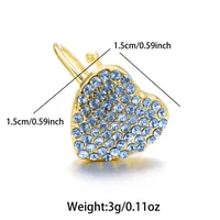Wholesale Jewelry Vintage Style Heart Shape 304 Stainless Steel Rhinestones 18K Gold Plated Plating Open Rings sku image 1