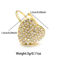 Wholesale Jewelry Vintage Style Heart Shape 304 Stainless Steel Rhinestones 18K Gold Plated Plating Open Rings sku image 4