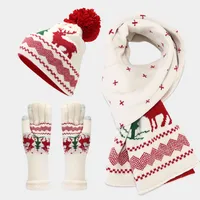 Women's Elegant Basic Simple Style Printing Acrylic Scarf Hat Gloves 3 Pieces Set sku image 6