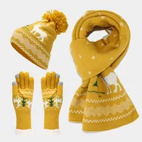 Women's Elegant Basic Simple Style Printing Acrylic Scarf Hat Gloves 3 Pieces Set sku image 8