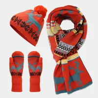 Women's Elegant Basic Simple Style Printing Acrylic Scarf Hat Gloves 3 Pieces Set sku image 3