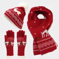 Women's Elegant Basic Simple Style Printing Acrylic Scarf Hat Gloves 3 Pieces Set sku image 1