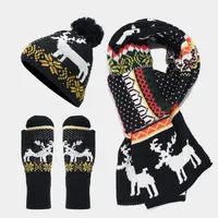 Women's Elegant Basic Simple Style Printing Acrylic Scarf Hat Gloves 3 Pieces Set sku image 2