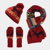 Women's Elegant Basic Simple Style Printing Acrylic Scarf Hat Gloves 3 Pieces Set sku image 4