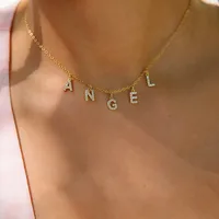 Basic Letter Stainless Steel Copper Zircon Pendant Necklace In Bulk main image 1