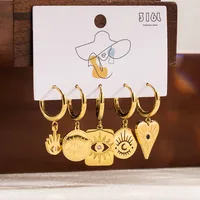 1 Set Formal Simple Style Artistic Sun Star Moon Scallop Star Stainless Steel Zircon 14k Gold Plated Drop Earrings main image 5