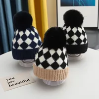 Children Unisex Basic Streetwear Plaid Wool Cap main image 2