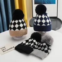 Children Unisex Basic Streetwear Plaid Wool Cap main image 1