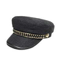 Women's Elegant Business Basic Solid Color Chain Curved Eaves Beret Hat main image 2