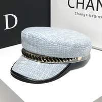 Women's Elegant Business Basic Solid Color Chain Curved Eaves Beret Hat sku image 4