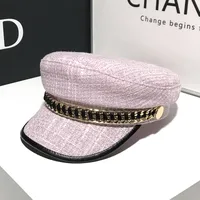 Women's Elegant Business Basic Solid Color Chain Curved Eaves Beret Hat sku image 6