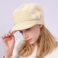 Women's Casual Solid Color Flat Eaves Wool Cap main image 3