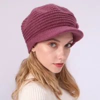 Women's Casual Solid Color Flat Eaves Wool Cap main image 4
