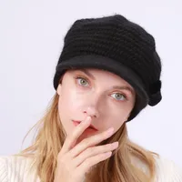 Women's Casual Solid Color Flat Eaves Wool Cap sku image 2