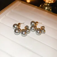 Fashion Geometric Inlaid Pearls Alloy Artificial Gemstones Earrings sku image 4