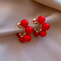 Fashion Geometric Inlaid Pearls Alloy Artificial Gemstones Earrings sku image 3