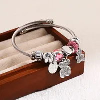 Elegant Cute Oval Bear 304 Stainless Steel Alloy Rhinestones Bangle In Bulk main image 2