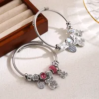 Elegant Cute Oval Bear 304 Stainless Steel Alloy Rhinestones Bangle In Bulk main image 1