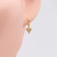 1 Pair 925 Sterling Silver Zircon Heart Shape Drop Earrings main image 2