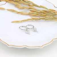 1 Pair 925 Sterling Silver Zircon Heart Shape Drop Earrings main image 3
