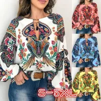 Spring And Summer New Women's Personalized Women's Digital Printing Round Neck Lantern Sleeve Shirt 5006 A Large Number Of Spot main image 2