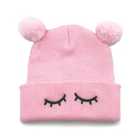 Children Unisex Cute Eye Solid Color Wool Cap sku image 6