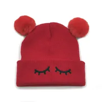 Children Unisex Cute Eye Solid Color Wool Cap main image 3