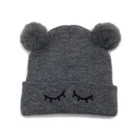 Children Unisex Cute Eye Solid Color Wool Cap main image 5