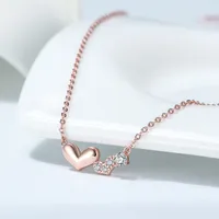 925 Sterling Silver Plated Cable Chain Polishing Plating Chain Love Heart Shape Pendant Necklace main image 3