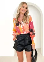 Women's Blouse Long Sleeve Blouses Novelty Color Block main image 3