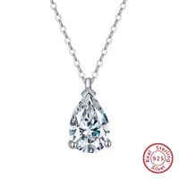 925 Sterling Silver Plated Zircon Polishing Plating Inlay Water Droplets Pendant Necklace main image 2