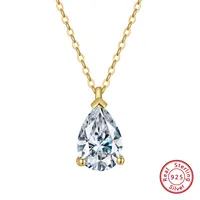 925 Sterling Silver Plated Zircon Polishing Plating Inlay Water Droplets Pendant Necklace main image 5