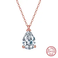 925 Sterling Silver Plated Zircon Polishing Plating Inlay Water Droplets Pendant Necklace main image 3