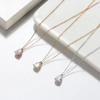 925 Sterling Silver Plated Zircon Polishing Plating Inlay Water Droplets Pendant Necklace main image 1