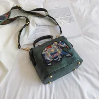 Women's Pu Leather Animal Color Block Vintage Style Square Magnetic Buckle Handbag Crossbody Bag sku image 2