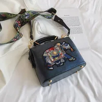 Women's Pu Leather Animal Color Block Vintage Style Square Magnetic Buckle Handbag Crossbody Bag sku image 3