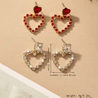 1 Pair Romantic Sweet Heart Shape Plating Inlay Alloy Glass 14k Gold Plated Drop Earrings main image 5