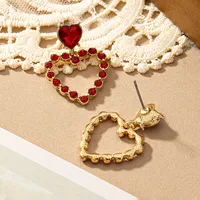 1 Pair Romantic Sweet Heart Shape Plating Inlay Alloy Glass 14k Gold Plated Drop Earrings main image 3
