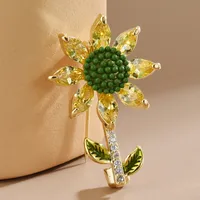 Elegant Flower Copper Inlay Zircon Unisex Brooches sku image 2