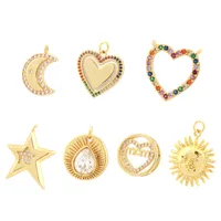 1 Piece Ig Style Pentagram Sun Heart Shape Copper Inlay Pendant Jewelry Accessories main image 3