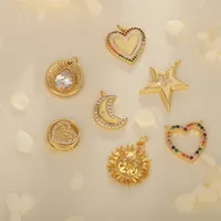 1 Piece Ig Style Pentagram Sun Heart Shape Copper Inlay Pendant Jewelry Accessories main image 2