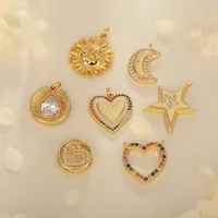 1 Piece Ig Style Pentagram Sun Heart Shape Copper Inlay Pendant Jewelry Accessories main image 1