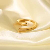 Wholesale Jewelry IG Style Retro Geometric 304 Stainless Steel Natural Stone Rhinestones Zircon 18K Gold Plated Polishing Plating Inlay Rings main image 3