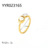Wholesale Jewelry IG Style Retro Geometric 304 Stainless Steel Natural Stone Rhinestones Zircon 18K Gold Plated Polishing Plating Inlay Rings sku image 2
