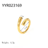 Wholesale Jewelry IG Style Retro Geometric 304 Stainless Steel Natural Stone Rhinestones Zircon 18K Gold Plated Polishing Plating Inlay Rings sku image 4