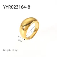 Wholesale Jewelry IG Style Retro Geometric 304 Stainless Steel Natural Stone Rhinestones Zircon 18K Gold Plated Polishing Plating Inlay Rings sku image 7