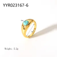Wholesale Jewelry IG Style Retro Geometric 304 Stainless Steel Natural Stone Rhinestones Zircon 18K Gold Plated Polishing Plating Inlay Rings sku image 10